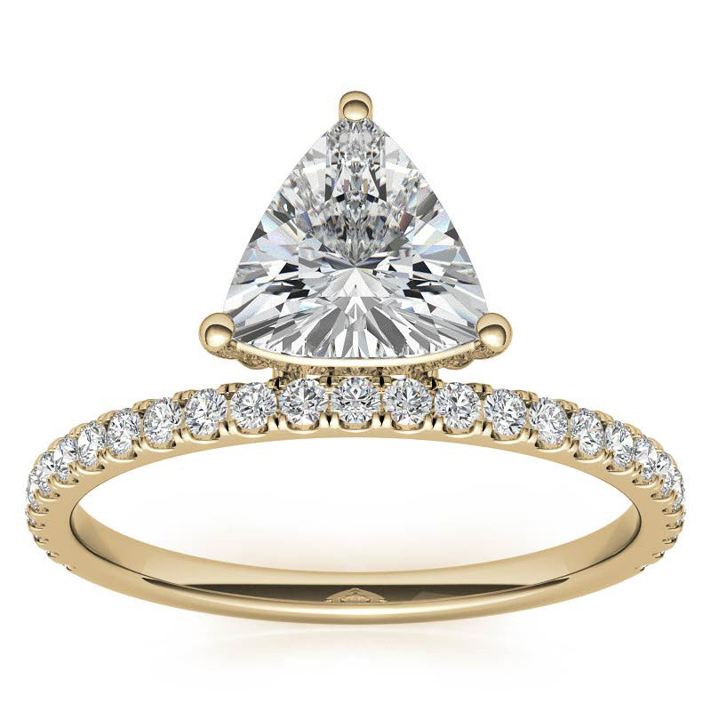 Trillion cut Moissanite Modern Engagement Ring