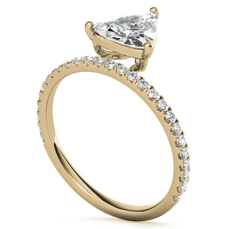Trillion cut Moissanite Modern Engagement Ring