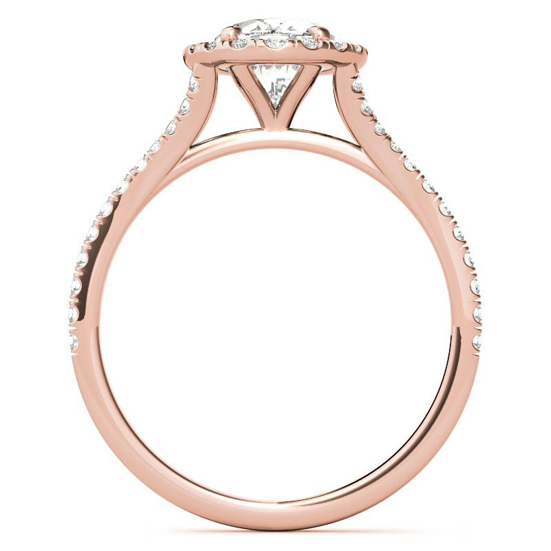 Split Shank Oval Moissanite Halo Engagement Ring