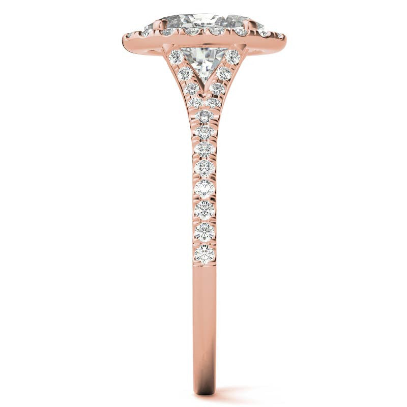 Split Shank Oval Moissanite Halo Engagement Ring