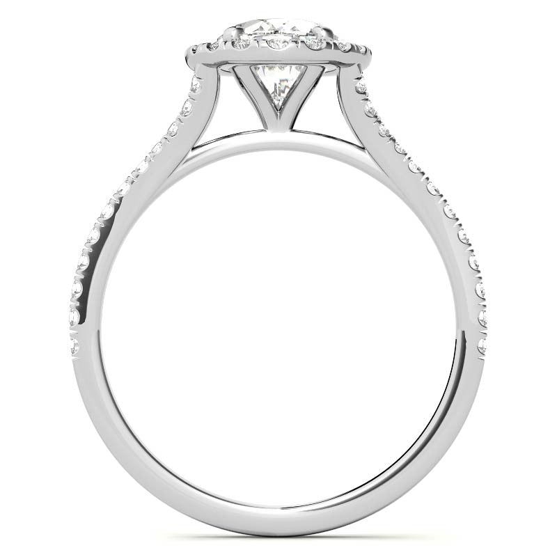 Split Shank Oval Moissanite Halo Engagement Ring