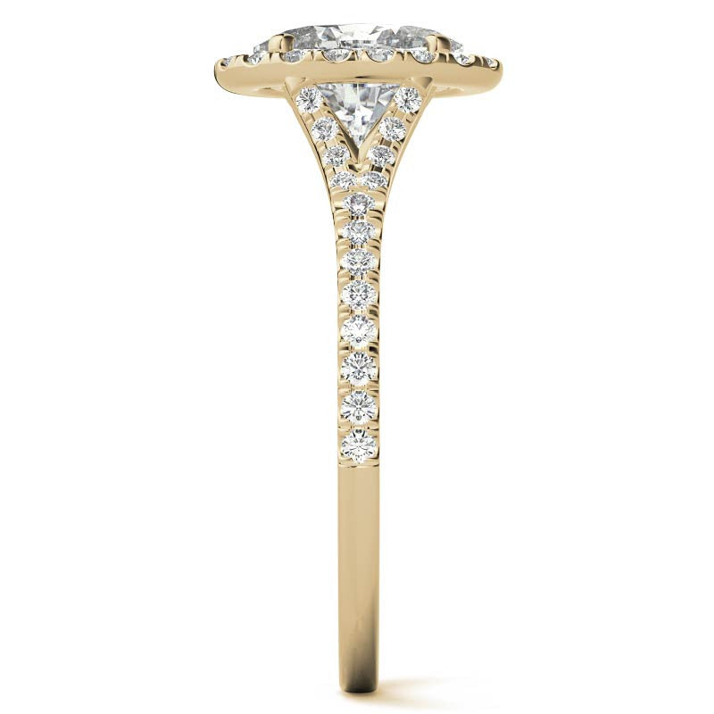 Split Shank Oval Moissanite Halo Engagement Ring
