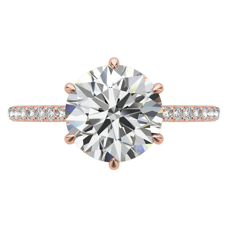 6-prong Round Vintage Moissanite Engagement Ring with Milgrain