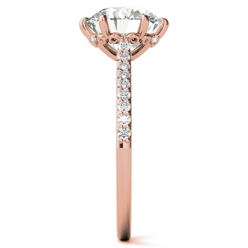 6-prong Round Vintage Moissanite Engagement Ring with Milgrain