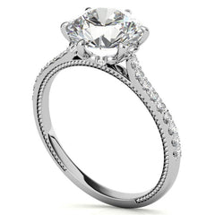 6-prong Round Vintage Moissanite Engagement Ring with Milgrain