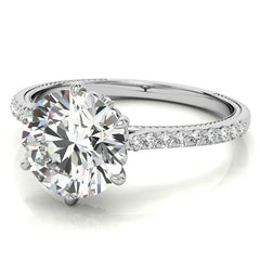 6-prong Round Vintage Moissanite Engagement Ring with Milgrain