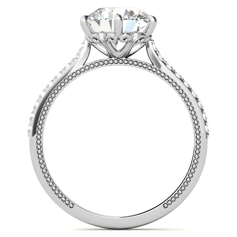 6-prong Round Vintage Moissanite Engagement Ring with Milgrain