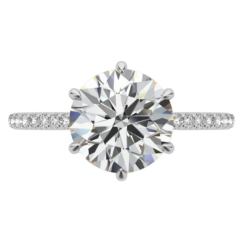 6-prong Round Vintage Moissanite Engagement Ring with Milgrain