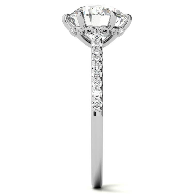 6-prong Round Vintage Moissanite Engagement Ring with Milgrain