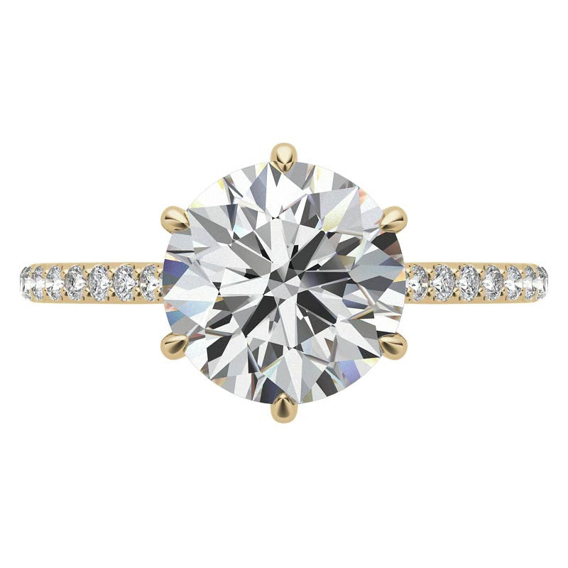 6-prong Round Vintage Moissanite Engagement Ring with Milgrain