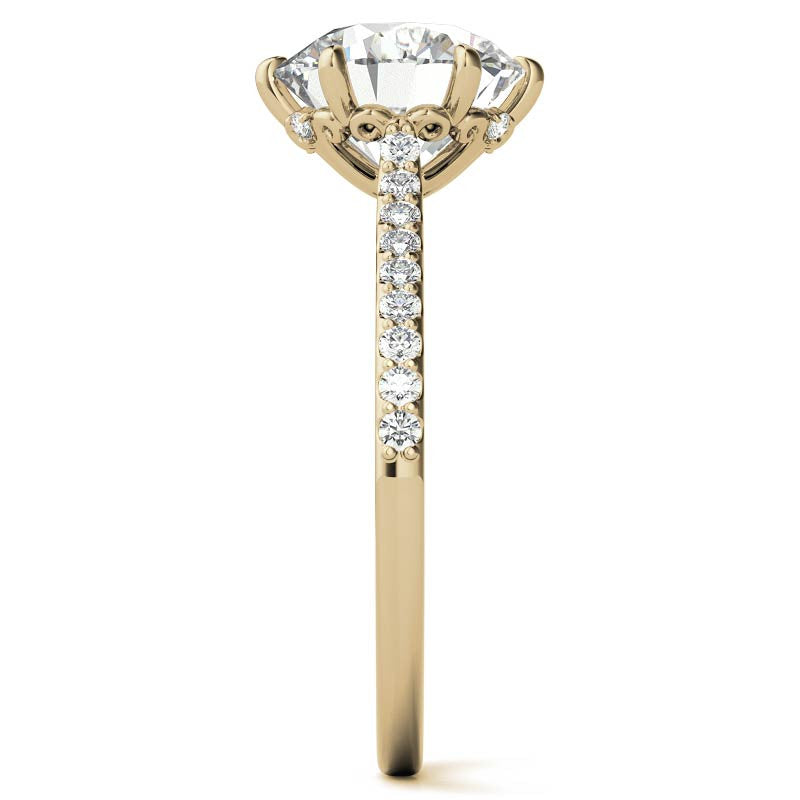 6-prong Round Vintage Moissanite Engagement Ring with Milgrain