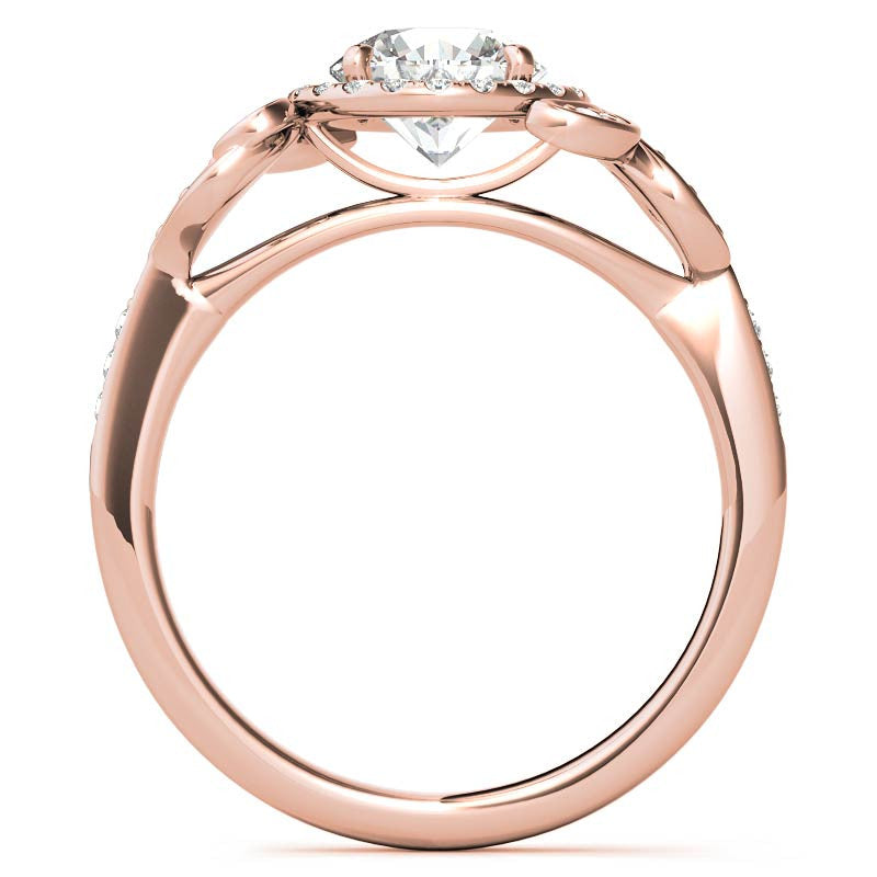 Natured Inspired Round Brilliant Moissanite Cathedral Engagement Ring