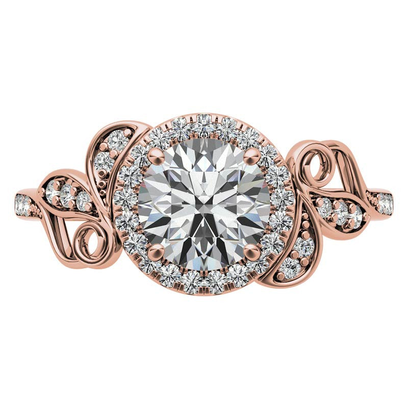Natured Inspired Round Brilliant Moissanite Cathedral Engagement Ring