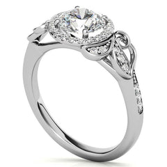 Natured Inspired Round Brilliant Moissanite Cathedral Engagement Ring