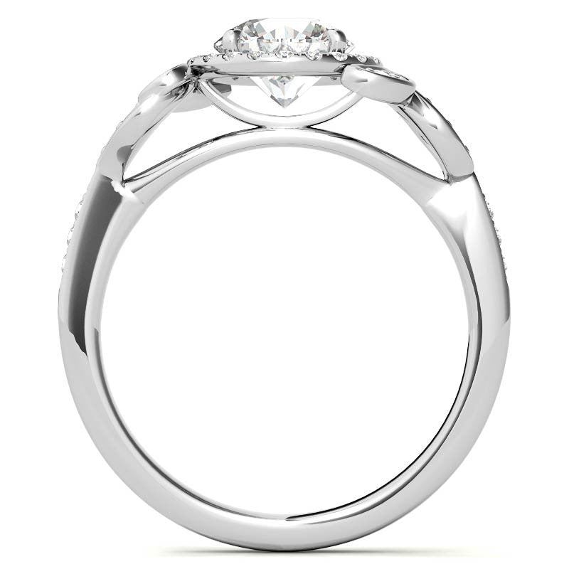Natured Inspired Round Brilliant Moissanite Cathedral Engagement Ring