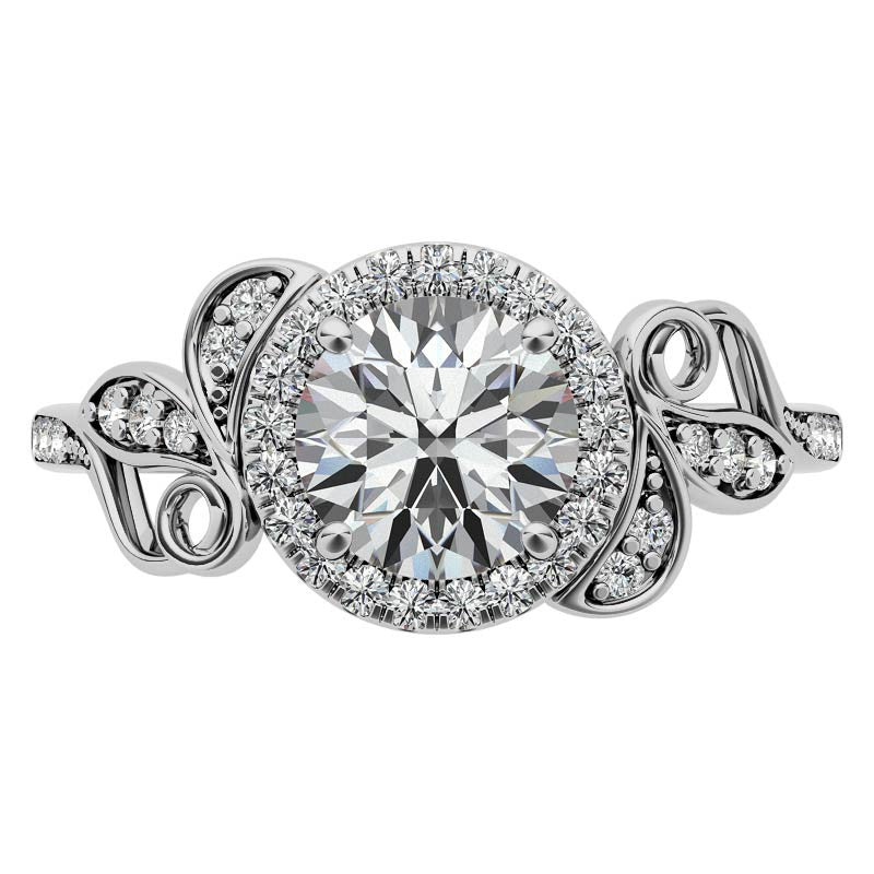 Natured Inspired Round Brilliant Moissanite Cathedral Engagement Ring