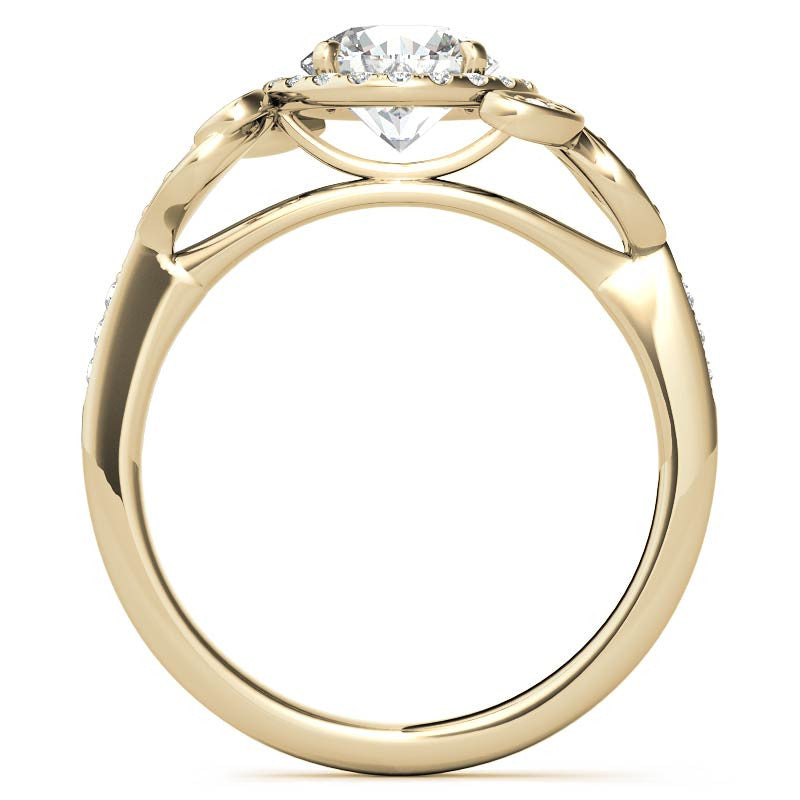 Natured Inspired Round Brilliant Moissanite Cathedral Engagement Ring