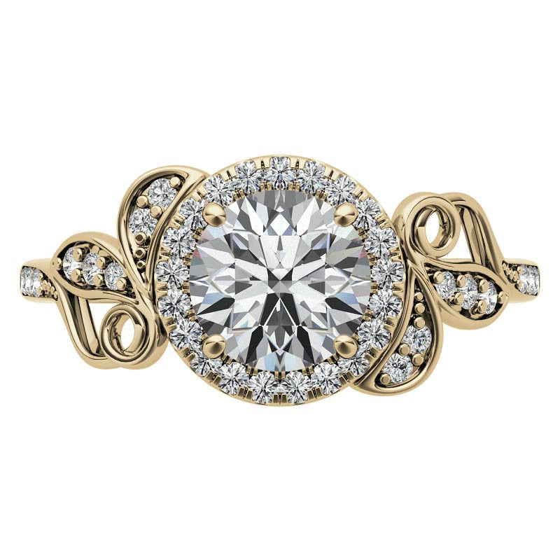 Natured Inspired Round Brilliant Moissanite Cathedral Engagement Ring