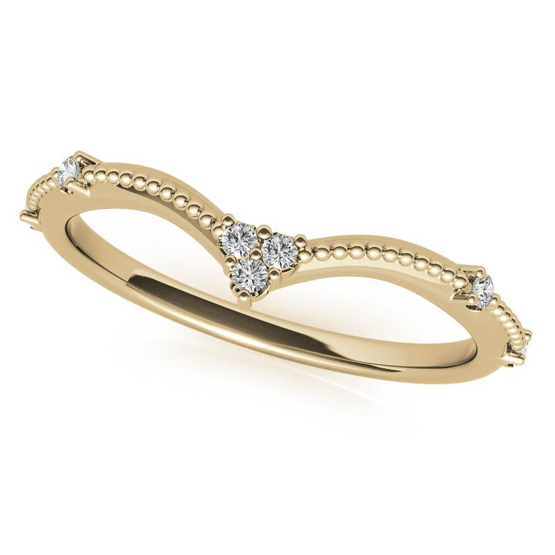 Round Beaded Floral Moissanite Engagement Ring