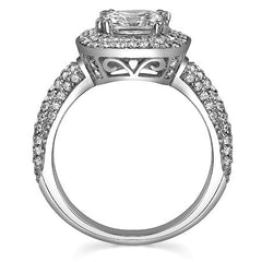 Cushion Cut Halo Moissanite Engagement Ring