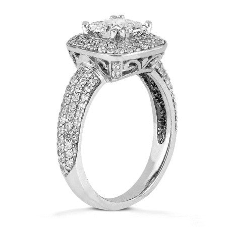 Cushion Cut Halo Moissanite Engagement Ring