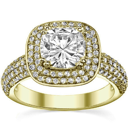 Cushion Cut Halo Moissanite Engagement Ring