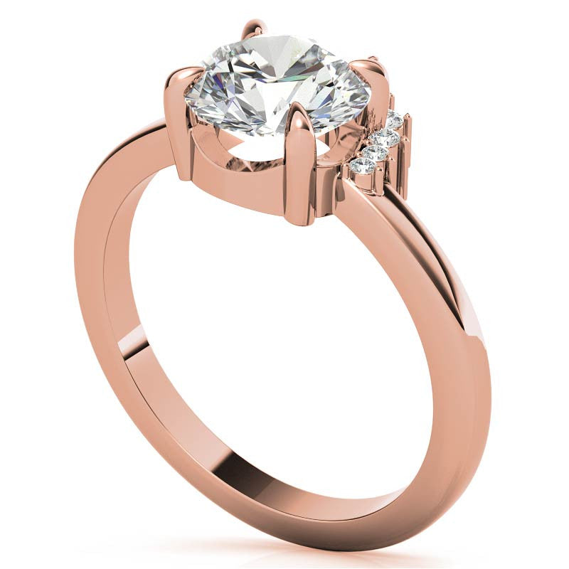 Round and Pear Accented Half Halo Moissanite Engagement Ring