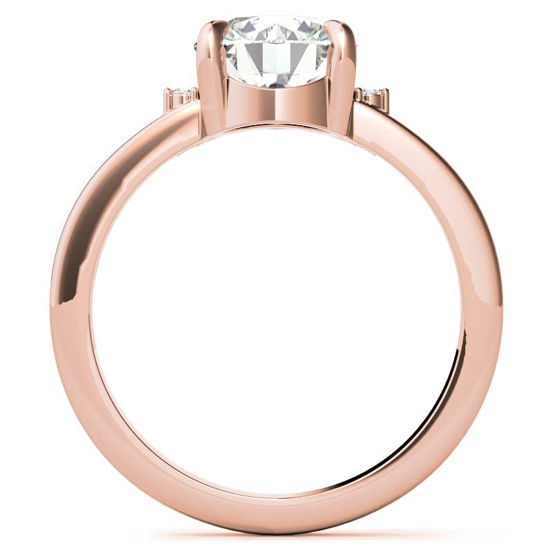 Round and Pear Accented Half Halo Moissanite Engagement Ring