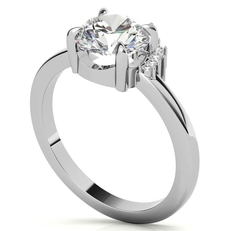 Round and Pear Accented Half Halo Moissanite Engagement Ring
