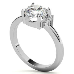 Round and Pear Accented Half Halo Moissanite Engagement Ring
