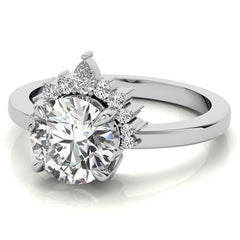Round and Pear Accented Half Halo Moissanite Engagement Ring