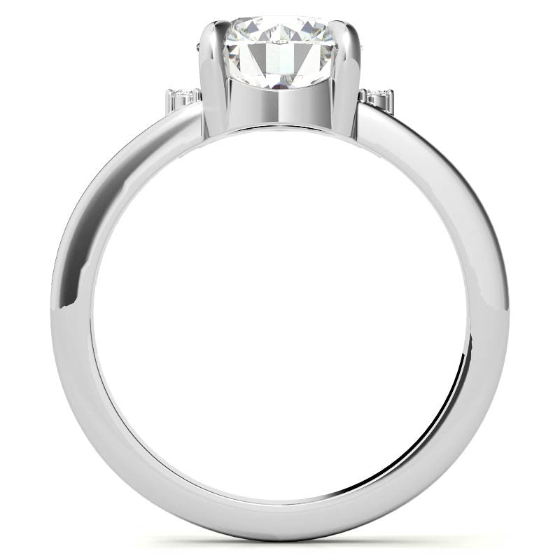 Round and Pear Accented Half Halo Moissanite Engagement Ring