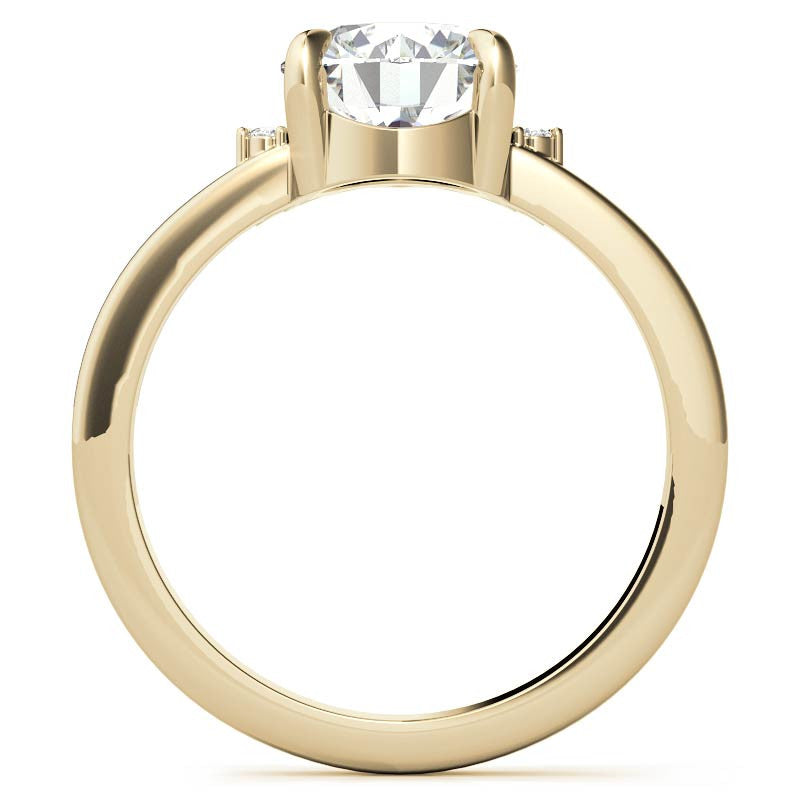 Round and Pear Accented Half Halo Moissanite Engagement Ring