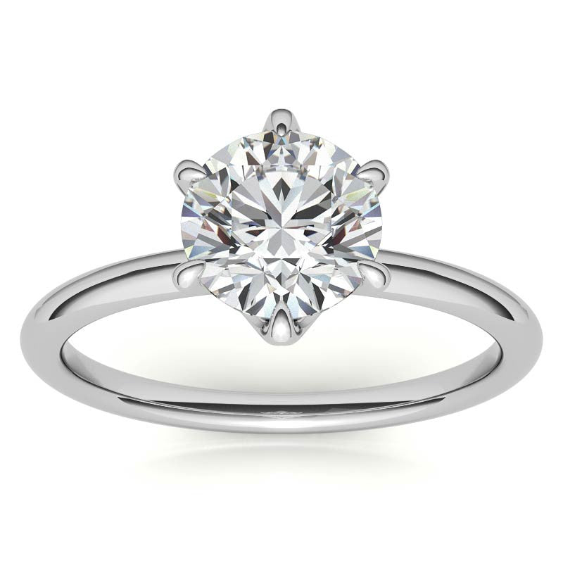 Petite 6-Prong Round Brilliant Moissanite Solitaire Ring