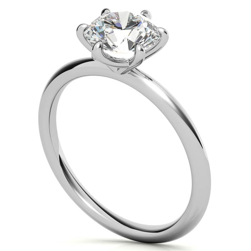 Petite 6-Prong Round Brilliant Moissanite Solitaire Ring