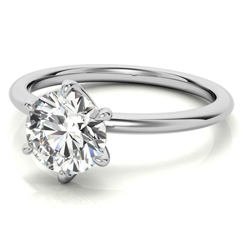 Petite 6-Prong Round Brilliant Moissanite Solitaire Ring