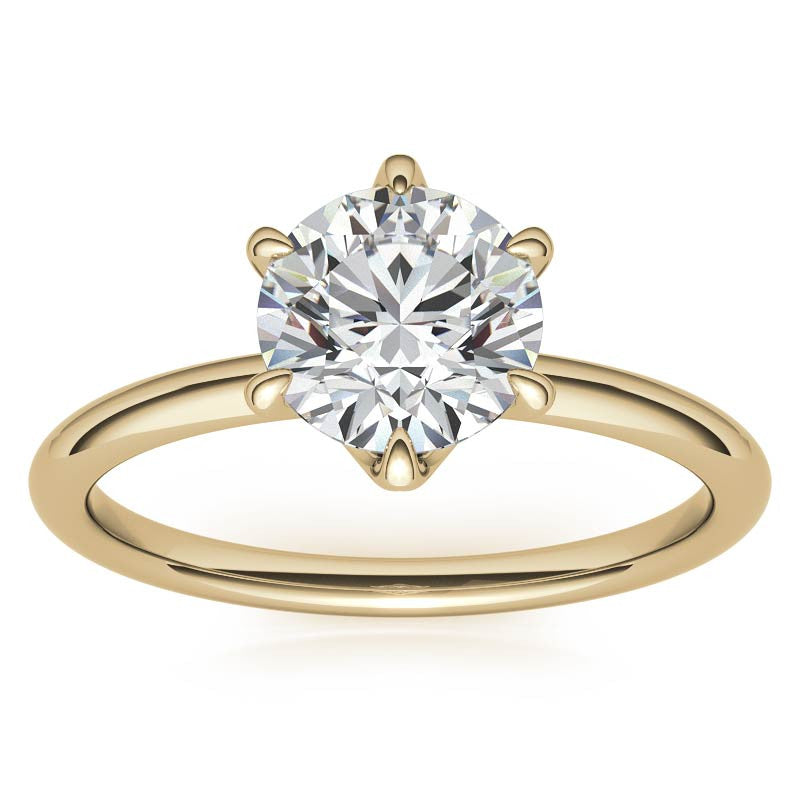 Petite 6-Prong Round Brilliant Moissanite Solitaire Ring