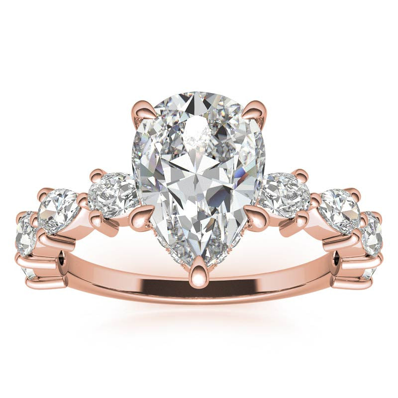 8-Stone 4x2.5mm Pear Moissanite Engagement Ring