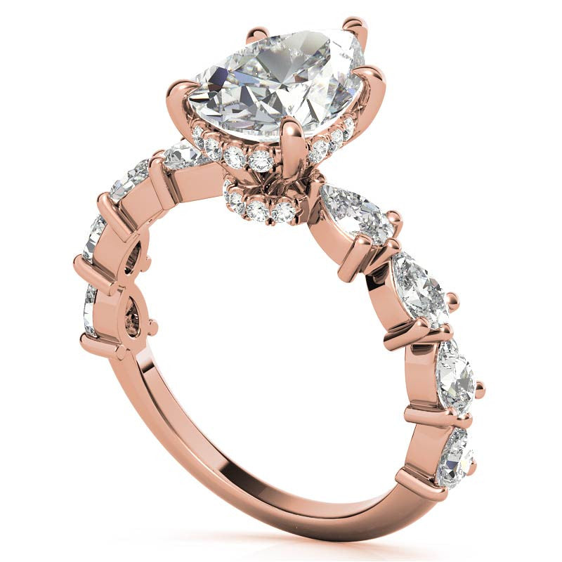 8-Stone 4x2.5mm Pear Moissanite Engagement Ring