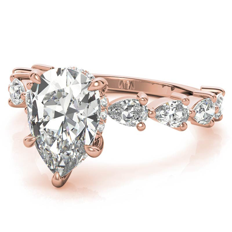 8-Stone 4x2.5mm Pear Moissanite Engagement Ring
