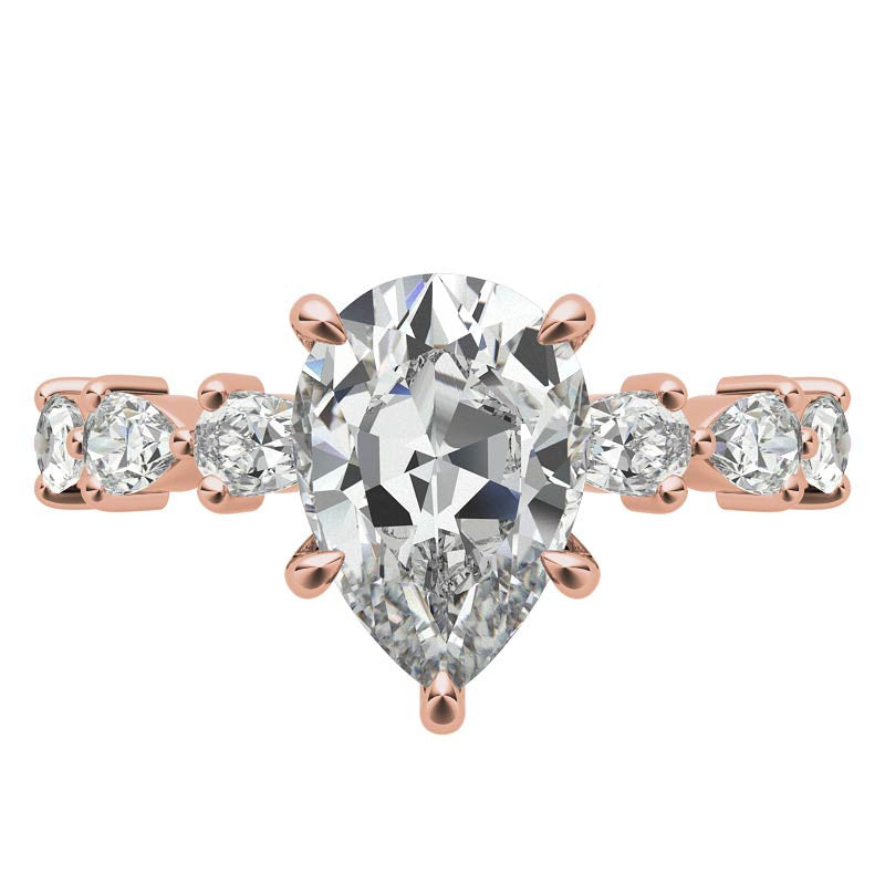 8-Stone 4x2.5mm Pear Moissanite Engagement Ring
