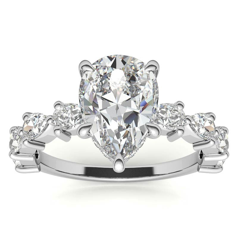 8-Stone 4x2.5mm Pear Moissanite Engagement Ring