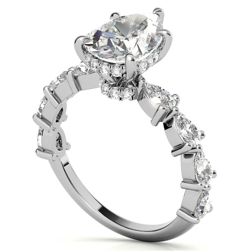 8-Stone 4x2.5mm Pear Moissanite Engagement Ring