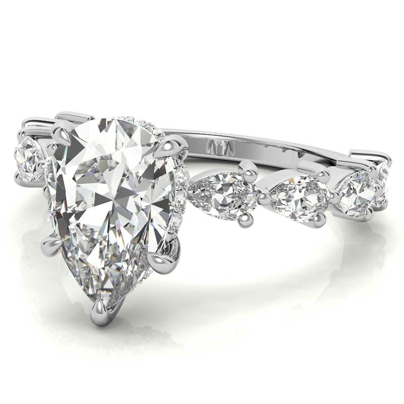 8-Stone 4x2.5mm Pear Moissanite Engagement Ring