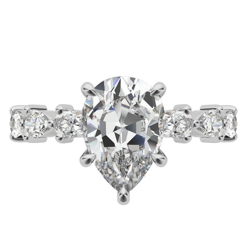 8-Stone 4x2.5mm Pear Moissanite Engagement Ring