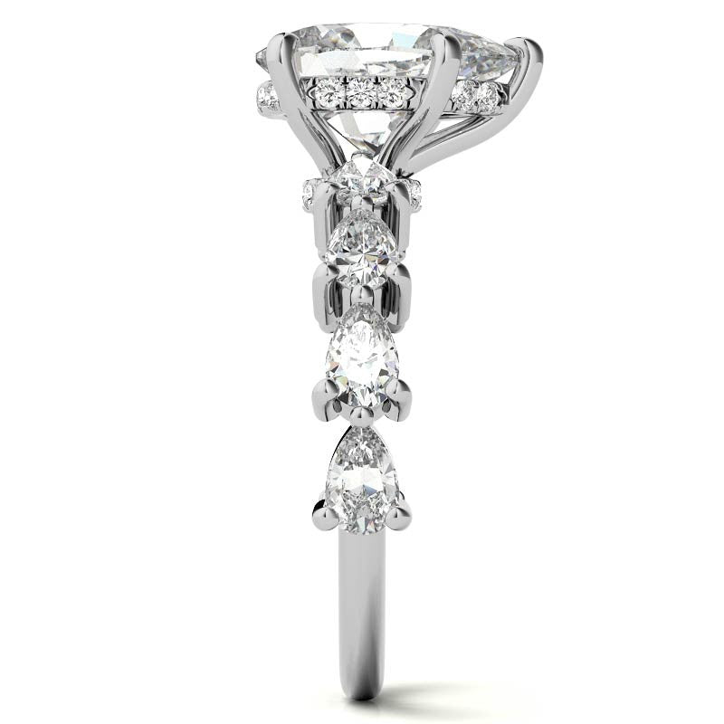 8-Stone 4x2.5mm Pear Moissanite Engagement Ring