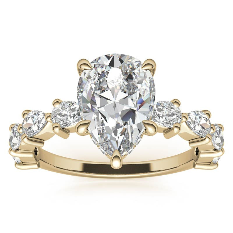 8-Stone 4x2.5mm Pear Moissanite Engagement Ring