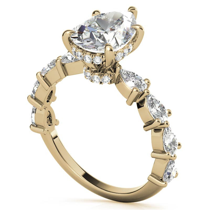 8-Stone 4x2.5mm Pear Moissanite Engagement Ring