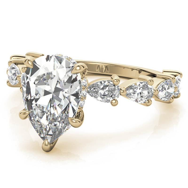 8-Stone 4x2.5mm Pear Moissanite Engagement Ring