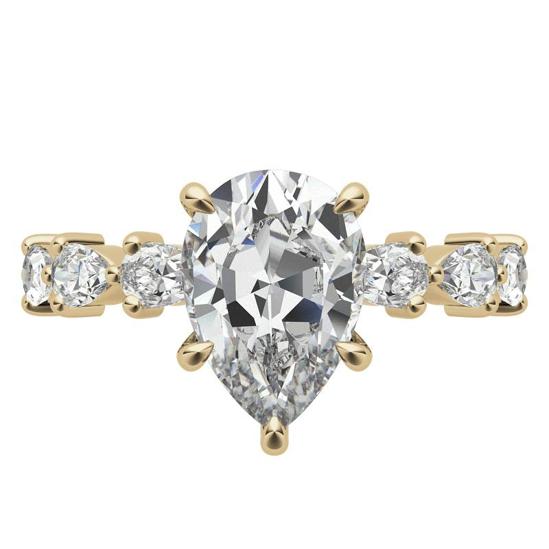 8-Stone 4x2.5mm Pear Moissanite Engagement Ring
